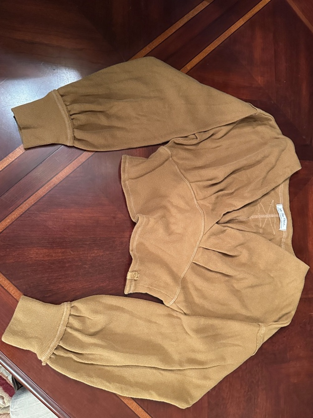 We The Free Cropped Puff Sleeve Top in Camel